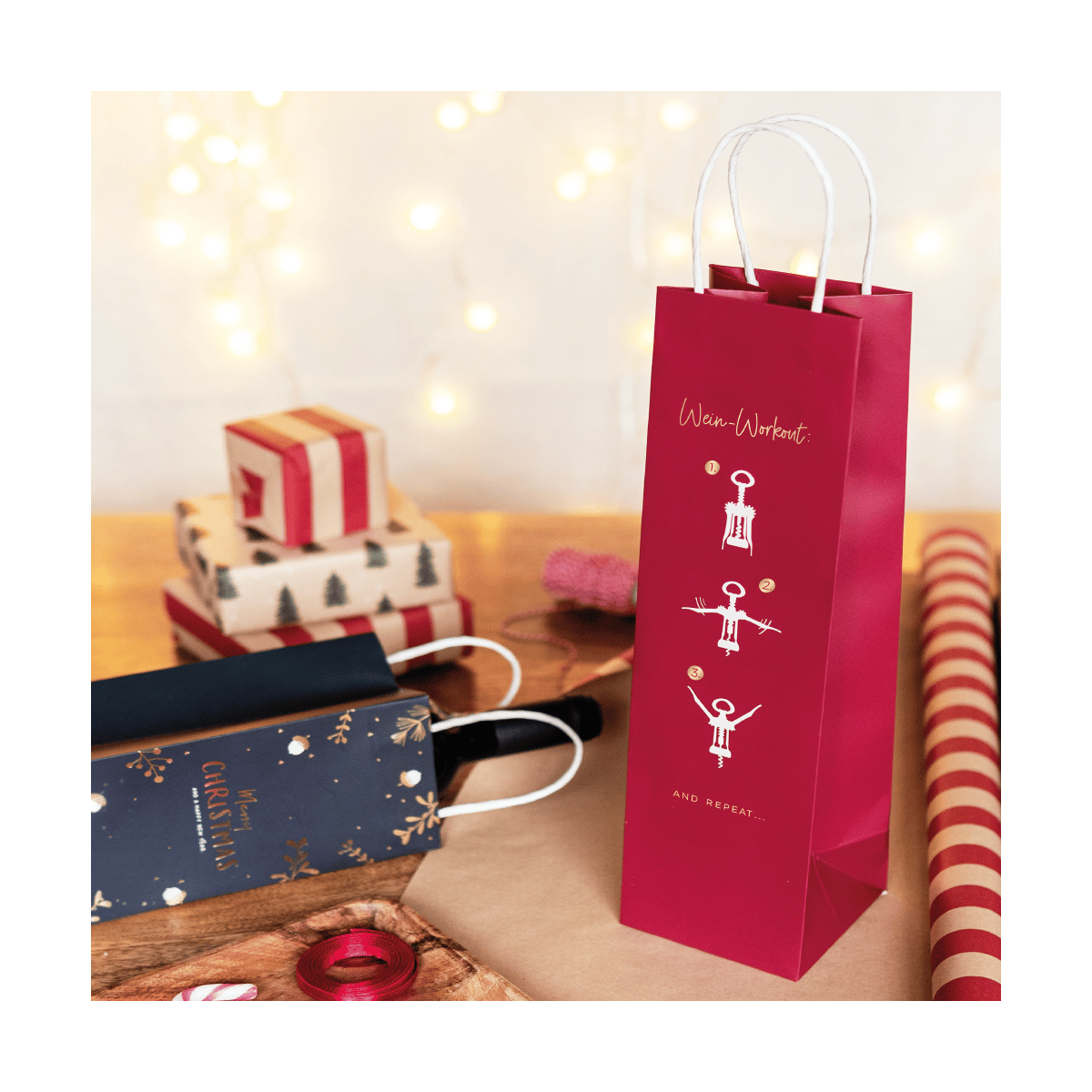 Flaschen Geschenktüte „Merry Christmas“